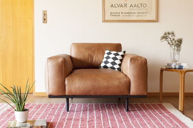 Fauteuil van Havana-leer Almond
