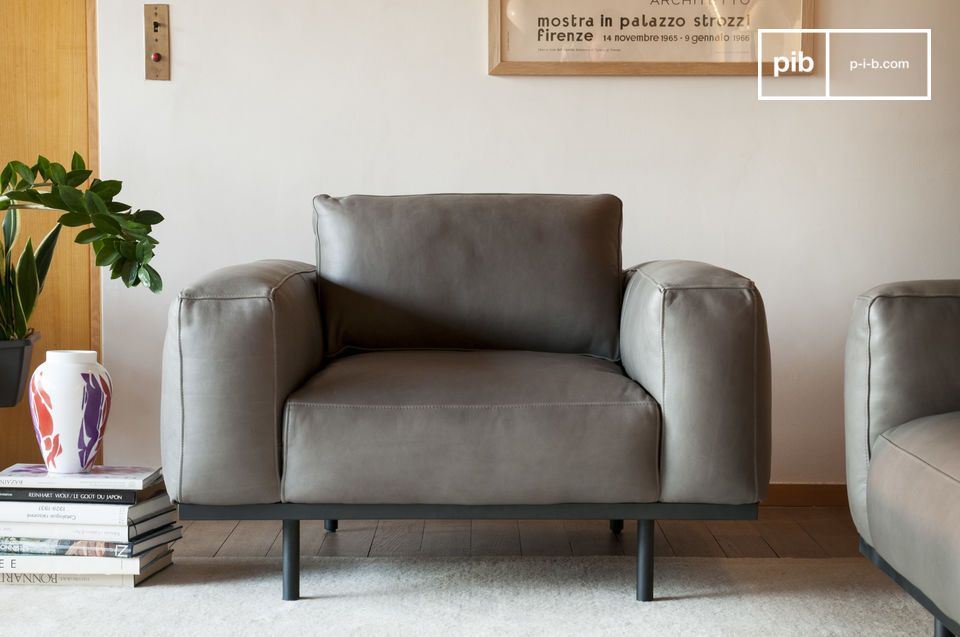 fauteuil in grijs leer | pib