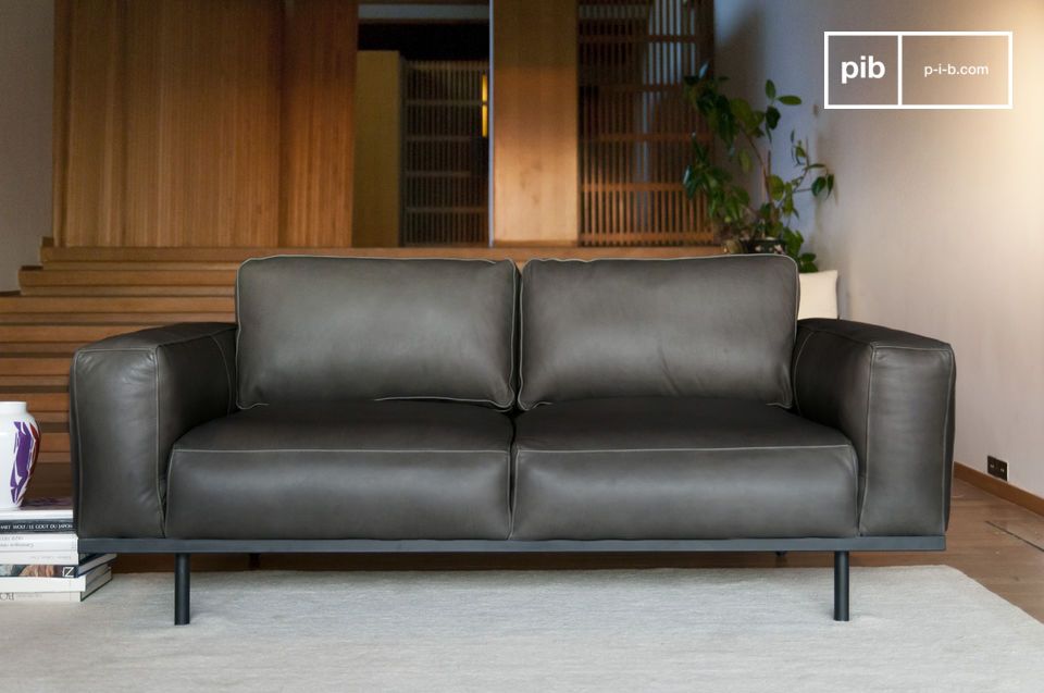 Amandel grafiet lederen sofa