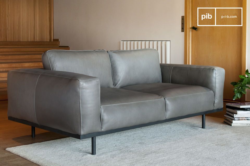 grijze lederen sofa - Als de jaren Japanse | pib