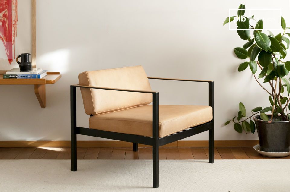 Elegante vierkante en geometrische structuur van de stoel.