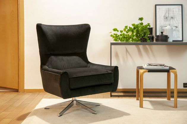 Antraciet fluwelen draaifauteuil Balmat