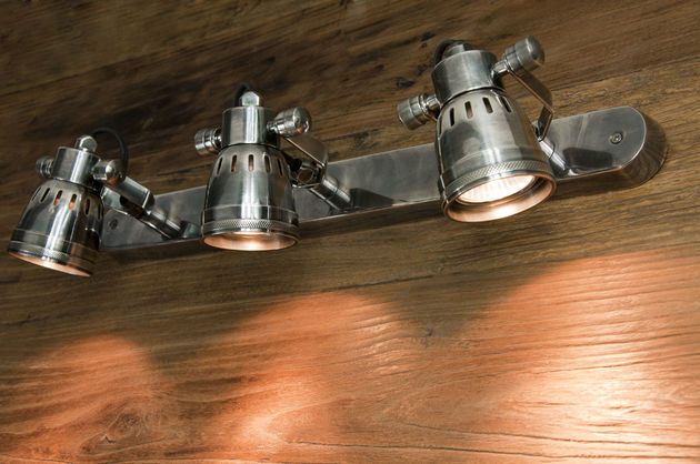 Drievoudige zilveren metalen wandlamp Bistrot