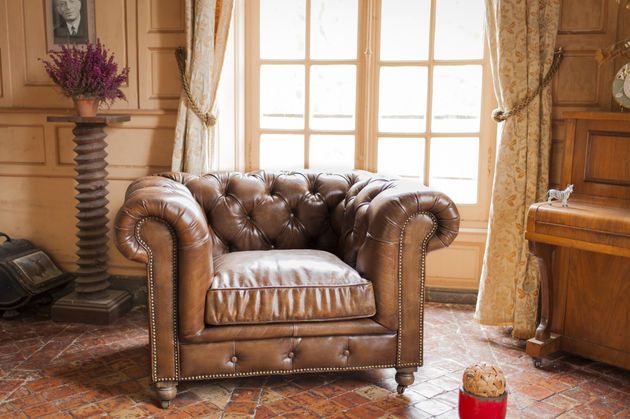 Chesterfield fauteuil van reekalf leder Saint Paul