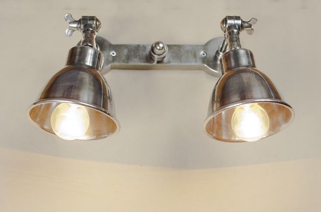 Dubbele zilveren metalen wandlamp Bistrot