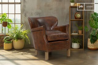 Fauteuil van volnerf leer in hazelnootkleur Neoturner