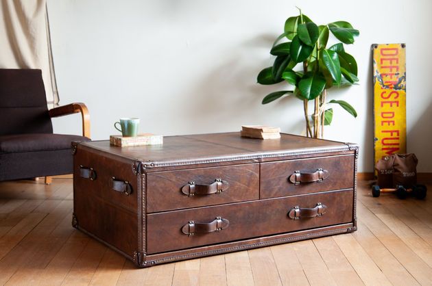 Bruin leren salontafel Goldfield