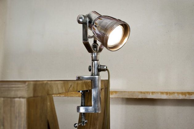 Zilveren metalen klemlamp Vail