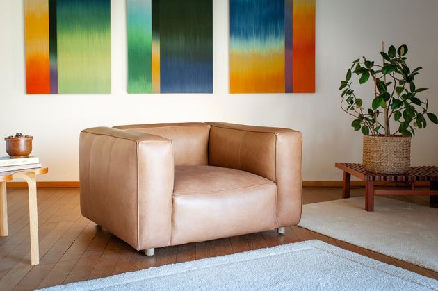 Kameellederen fauteuil Krieger