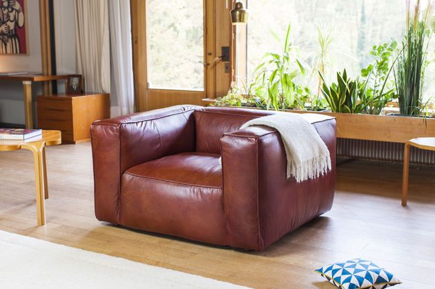 Fauteuil van mahonie leer Krieger