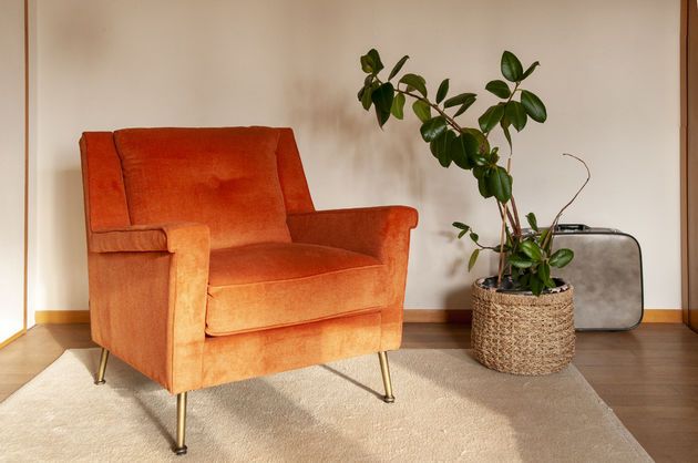 Oranje fluwelen fauteuil Elbrouz