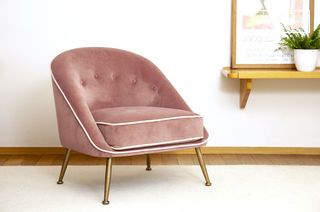 Rose fluwelen fauteuil Barnolomeo