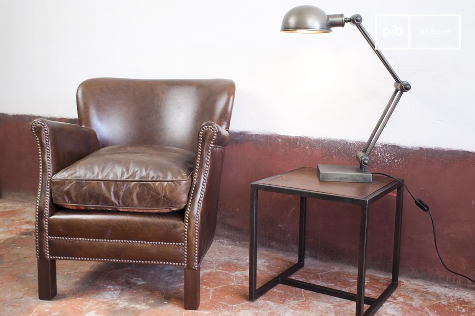 Fauteuil harmonisch gecombineerd met een retro knikarmatuur.